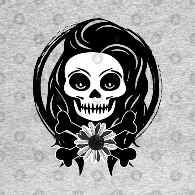 Florist Skull and Flower Black Logo by Nuletto